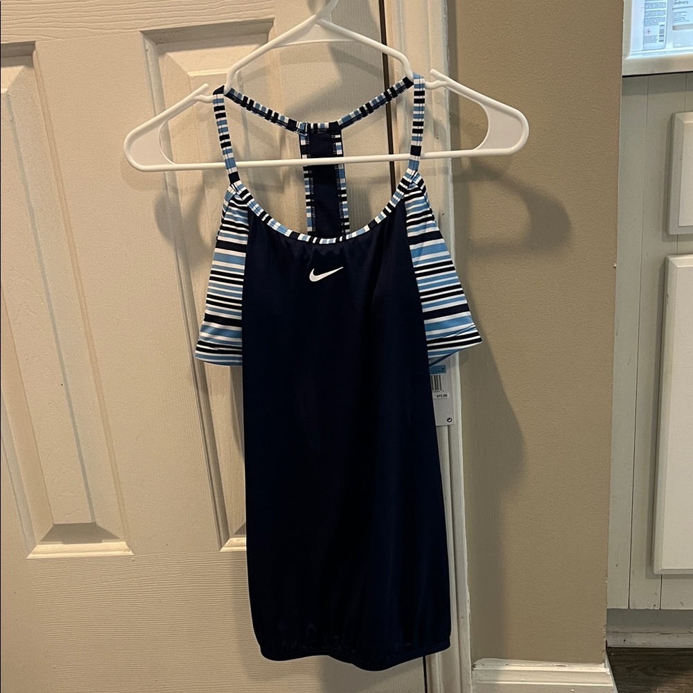 Nike Dark Blue Swimsuit with Striped Details